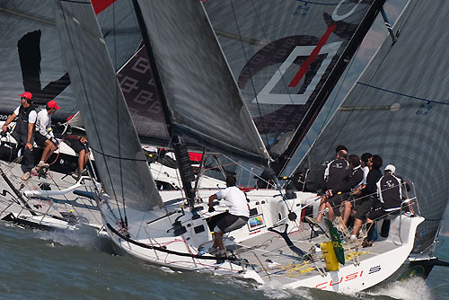 Jose Estevez's Cusi 5 (ARG) and Torben Grael's S40 Mitsubishi - GOL (Magia V) (BRA), during the Rolex Ilhabela Sailing Week 2010. Photo copyright Rolex and Carlo Borlenghi.