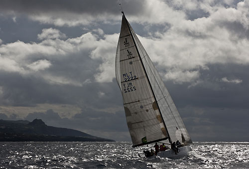 Artie approaching Pantelleria Island during the Rolex Middle Sea Race 2010. October 26, 2010. Photo &copy; Carlo Borlenghi. 