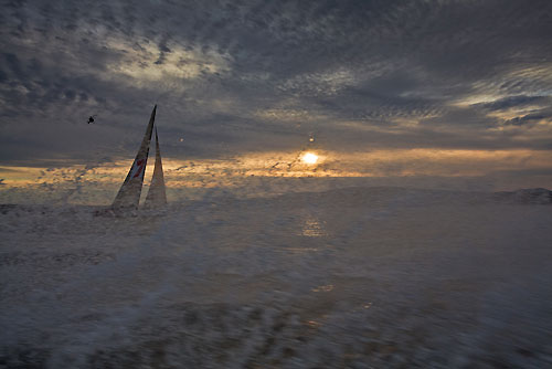 Bob Oatley's Wild Oats XI working up the Derwent to claim line honours during the Rolex Sydney Hobart Yacht Race 2010, Australia. Photo copyright Carlo Borlenghi, Rolex.