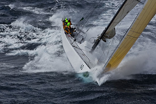 Stephen Ainsworth's Reichel Pugh 63 Loki, dealing with the fury of the Tasman Sea during Rolex Sydney Hobart Yacht Race 2010, Australia. Photo copyright Carlo Borlenghi, Rolex.