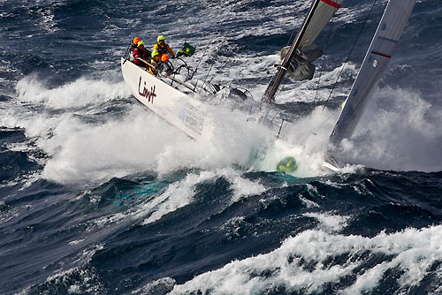 Alan Brierty's Reichel Pugh 62 Limit, dealing with the fury of the Tasman Sea during Rolex Sydney Hobart Yacht Race 2010, Australia. Photo copyright Carlo Borlenghi, Rolex.