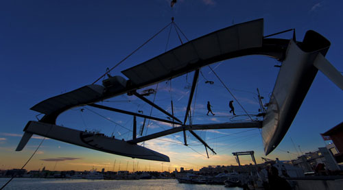 Valencia, Spain, February 6, 2010. Alinghi 5 going back in the water. Photo copyright Carlo Borlenghi, Alinghi.