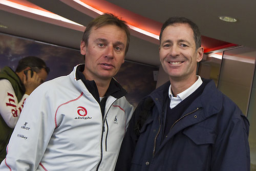 Valencia, Spain, February 10, 2010. Ernesto Bertarelli and Francesco De Angelis dock side on day 3, Race 1 of the 33rd America's Cup. Photo copyright Guido Trombetta, Alinghi.