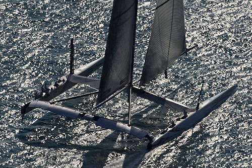 Valencia, Spain, February 12, 2010. Alinghi 5 on day 5, during Race 1 of the 33rd America's Cup. Photo copyright Carlo Borlenghi / Alinghi.