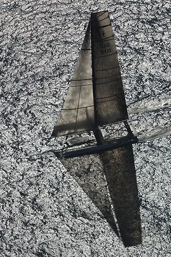 Valencia, Spain, February 12, 2010. Alinghi 5 on day 5, during Race 1 of the 33rd America's Cup. Photo copyright Carlo Borlenghi / Alinghi.