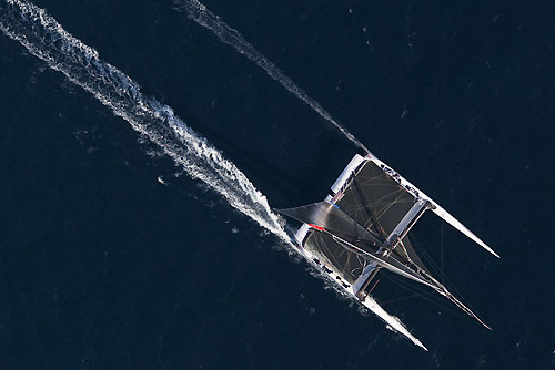 Valencia, Spain, February 12, 2010. Alinghi 5, on day 5, during Race 1 of the 33rd America's Cup. Photo copyright Carlo Borlenghi / Alinghi.