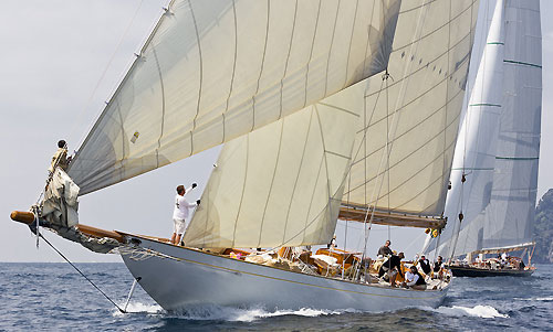 The J-Class boats Shamrock V and Cambria, during the Portofino Rolex Trophy 2001, Portofino, Italy. Photo copyright Rolex and Carlo Borlenghi.