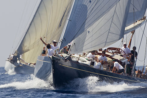 The J-Class boats Shamrock V and Cambria, during the Portofino Rolex Trophy 2001, Portofino, Italy. Photo copyright Rolex and Carlo Borlenghi.