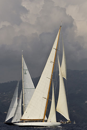 The J-Class boats Cambria and Shamrock V, during the Portofino Rolex Trophy 2001, Portofino, Italy. Photo copyright Rolex and Carlo Borlenghi.