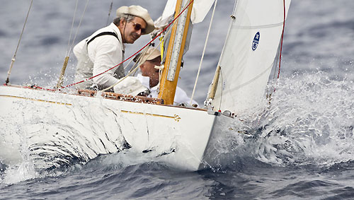 Giuseppe Matildi's 5.50mIR Kukururu, during the Portofino Rolex Trophy 2001, Portofino, Italy. Photo copyright Rolex and Carlo Borlenghi.