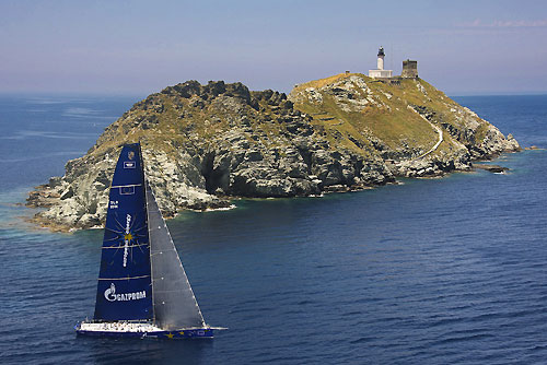 Igor Simcic's Esimit Europa 2 approaching Giraglia Rock, during the Giraglia Rolex Cup 2011, Saint-Tropez, France, June 18-25. Photo copyright Rolex and Carlo Borlenghi.