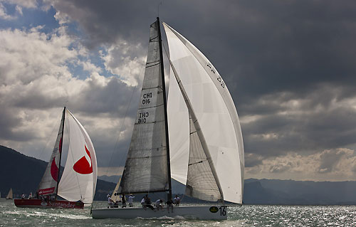 Pablo Despotin's Soto 40 Pisco Sour (CHI) ahead of Miguel Saubidet's Nuevo Maestra (CHI), during the Rolex Ilhabela Sailing Week 2011. Photo copyright Rolex and Carlo Borlenghi.