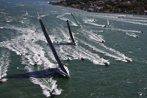 Race Start - Rambler 100, USA 25555, Class: CK, Division: C, Owner: George David, Type: JK 100, Cowes UK, 14/08/2011. Photo copyright Rolex and Carlo Borlenghi.