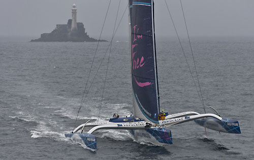 Banque Populaire, Trimaran after rounding Fastnet Rock, 15/08/2011, during the Rolex Fastnet Race 2011, Cowes - Plymouth, UK. Photo copyright Rolex and Carlo Borlenghi.