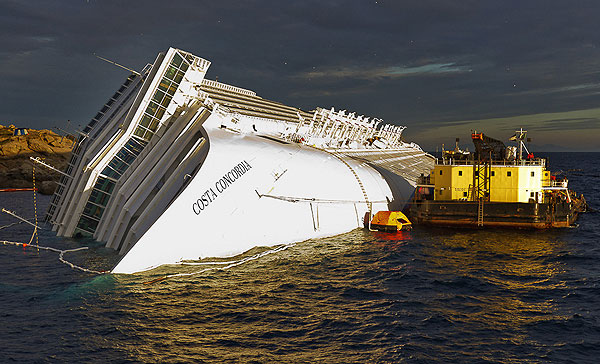 The Costa Concordia, Giglio Island, January 25, 2012. Photo copyright Carlo Borlenghi.