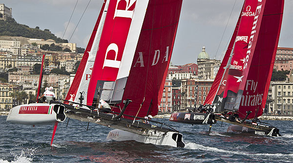 Naples, 06/04/12. Luna Rossa AC45 training in Naples, during the Americas Cup World Series Naples, Italy, April 2012. Photo copyright Luna Rossa and Carlo Borlenghi.