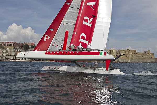 Naples, 06/04/12. Luna Rossa AC45 training in Naples, during the Americas Cup World Series Naples, Italy, April 2012. Photo copyright Luna Rossa and Carlo Borlenghi.