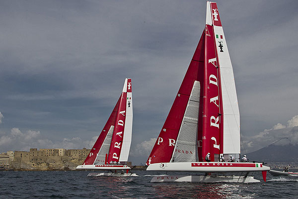 Naples, 06/04/12. Luna Rossa AC45 training in Naples, during the Americas Cup World Series Naples, Italy, April 2012. Photo copyright Luna Rossa and Carlo Borlenghi.