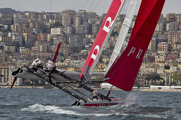 Naples, 06/04/12. Luna Rossa AC45 training in Naples, during the Americas Cup World Series Naples, Italy, April 2012. Photo copyright Luna Rossa and Carlo Borlenghi.