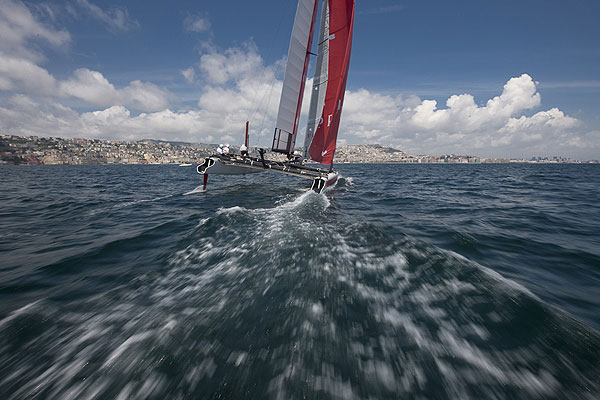 Naples, 06/04/12. Luna Rossa AC45 training in Naples, during the Americas Cup World Series Naples, Italy, April 2012. Photo copyright Luna Rossa and Carlo Borlenghi.