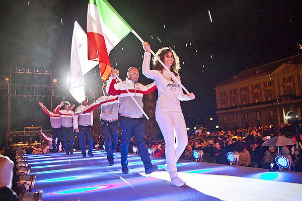 Naples, 08/04/12. ACWS Naples Opening Ceremony: Luna Rossa Challenge 2012, during the Americas Cup World Series Naples, Italy, April 2012. Photo copyright Luna Rossa and Carlo Borlenghi.