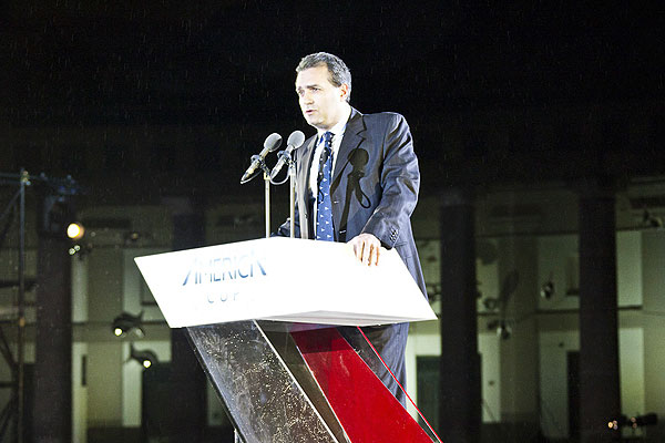 Naples, 08/04/12. ACWS Naples Opening Ceremony: Major of Naples Luigi de Magistris, during the Americas Cup World Series Naples, Italy, April 2012. Photo copyright Luna Rossa and Carlo Borlenghi.