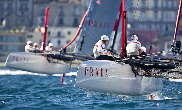 Naples, 10/04/12. Luna Rossa Training, during the Americas Cup World Series Naples, Italy, April 2012. Photo copyright Luna Rossa and Carlo Borlenghi.