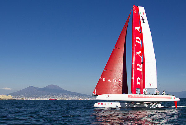 Naples, 10/04/12. Luna Rossa Training, during the Americas Cup World Series Naples, Italy, April 2012. Photo copyright Luna Rossa and Carlo Borlenghi.