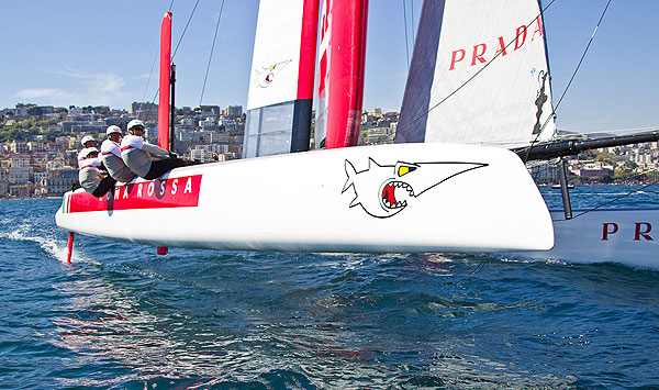 Naples, 10/04/12. Luna Rossa Training, during the Americas Cup World Series Naples, Italy, April 2012. Photo copyright Luna Rossa and Carlo Borlenghi.