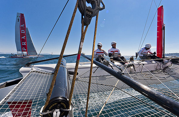 Naples, 10/04/12. Luna Rossa Training, during the Americas Cup World Series Naples, Italy, April 2012. Photo copyright Luna Rossa and Carlo Borlenghi.