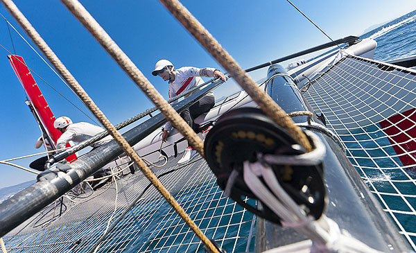 Naples, 10/04/12. Luna Rossa Training, during the Americas Cup World Series Naples, Italy, April 2012. Photo copyright Luna Rossa and Carlo Borlenghi.