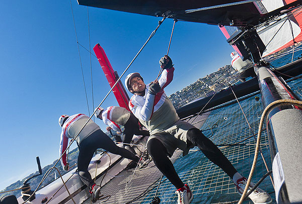 Naples, 10/04/12. Luna Rossa Training, during the Americas Cup World Series Naples, Italy, April 2012. Photo copyright Luna Rossa and Carlo Borlenghi.