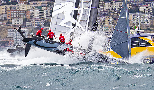 Naples, 11/04/12. America's Cup World Series Naples 2012, Day 1, during the America’s Cup World Series Naples, Italy, April 2012. Photo copyright Luna Rossa and Carlo Borlenghi.