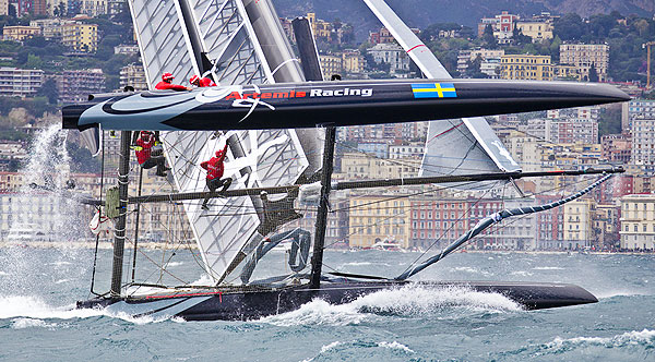 Naples, 11/04/12. America's Cup World Series Naples 2012, Day 1, during the America’s Cup World Series Naples, Italy, April 2012. Photo copyright Luna Rossa and Carlo Borlenghi.