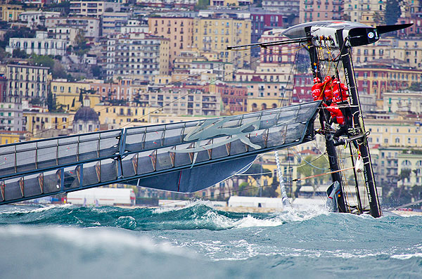 Naples, 11/04/12. America's Cup World Series Naples 2012, Day 1, during the America’s Cup World Series Naples, Italy, April 2012. Photo copyright Luna Rossa and Carlo Borlenghi.