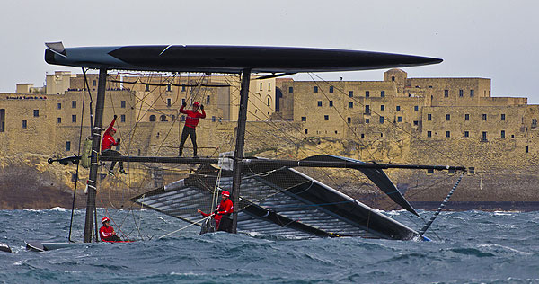 Naples, 11/04/12. America's Cup World Series Naples 2012, Day 1, during the Americas Cup World Series Naples, Italy, April 2012. Photo copyright Luna Rossa and Carlo Borlenghi.