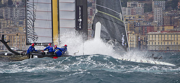 Naples, 11/04/12. America's Cup World Series Naples 2012, Day 1, during the America’s Cup World Series Naples, Italy, April 2012. Photo copyright Luna Rossa and Carlo Borlenghi.