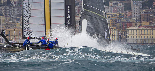 Naples, 11/04/12. America's Cup World Series Naples 2012, Day 1, during the Americas Cup World Series Naples, Italy, April 2012. Photo copyright Luna Rossa and Carlo Borlenghi.