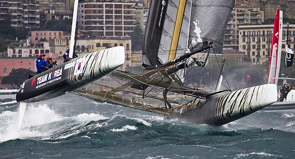 Naples, 11/04/12. America's Cup World Series Naples 2012, Day 1, during the America’s Cup World Series Naples, Italy, April 2012. Photo copyright Luna Rossa and Carlo Borlenghi.