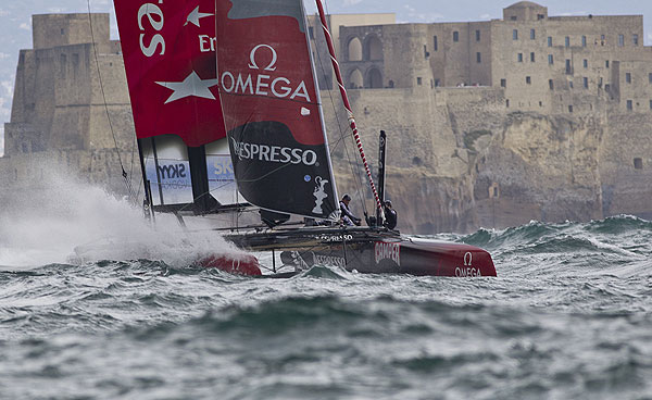 Naples, 11/04/12. America's Cup World Series Naples 2012, Day 1, during the America’s Cup World Series Naples, Italy, April 2012. Photo copyright Luna Rossa and Carlo Borlenghi.