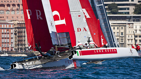 Naples, 11/04/12. America's Cup World Series Naples 2012, Day 1, during the America’s Cup World Series Naples, Italy, April 2012. Photo copyright Luna Rossa and Carlo Borlenghi.