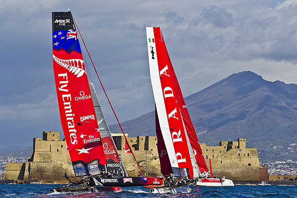 Luna Rossa day 2. Naples, 12/04/12. America's Cup World Series Naples 2012, Day 2, during the Americas Cup World Series Naples, Italy, April 2012. Photo copyright Luna Rossa and Carlo Borlenghi.