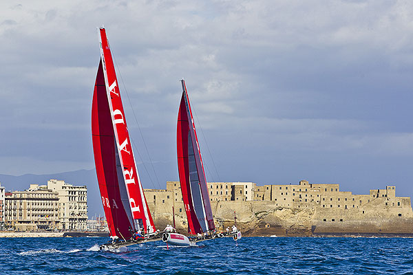 Luna Rossa day 2. Naples, 12/04/12. America's Cup World Series Naples 2012, Day 2, during the America’s Cup World Series Naples, Italy, April 2012. Photo copyright Luna Rossa and Carlo Borlenghi.