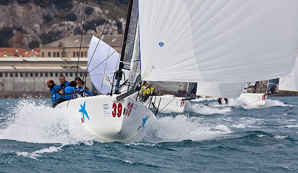 Loano, 13/04/12. Fleet, during the Audi Sailing Series Melges 32 Day 1. Photo copyright Stefano Gattini for Studio Borlenghi and BPSE.