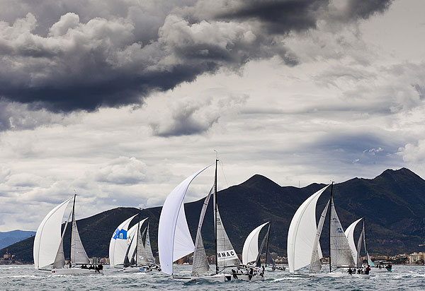 Loano, 13/04/12. Fleet, during the Audi Sailing Series Melges 32 Day 1. Photo copyright Stefano Gattini for Studio Borlenghi and BPSE.