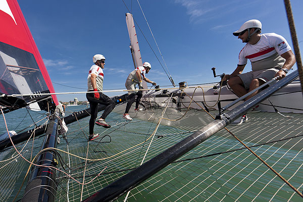 Venezia (Venice Italy), 10/05/12. Luna Rossa AC45 Venezia. On board Luna Rossa - Swordfish while training near San Marco Square, during the America's Cup World Series in Venice. Photo copyright Carlo Borlenghi and Luna Rossa.