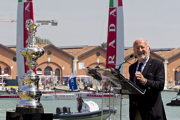 Venezia (Venice Italy), 12/05/12. The City of Venice Opening Ceremony, Giorgio Orsoni, Mayor of Venice City, during the America's Cup World Series in Venice. Photo copyright Carlo Borlenghi and Luna Rossa.