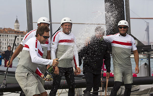 Venezia (Venice Italy), 18/05/12. Luna Rossa - Swordfish celebrate, during the America's Cup World Series in Venice. Photo copyright Carlo Borlenghi and Luna Rossa.