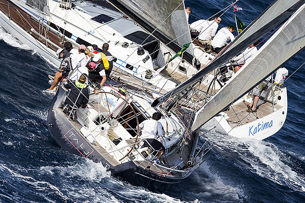 Vittorio Ruggiero's TalJ and Jan Oplaender's Katima, during the Rolex Swan Cup 2012. Photo copyright, Rolex and Carlo Borlenghi.