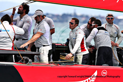 Azzurra (Italy) Skippered by Francesco Bruni competing in the Louis Vuitton Trophy, Auckland, New Zealand, 2010. Photo copyright Howard Wright 2010.